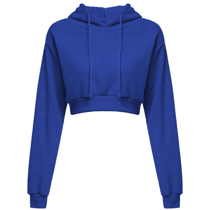 New Fashion Women Hoodie Sweatshirt Short Top Coat Sport Pullover Hooded Tops Female Autumn Winter Clothes Crop Top Hoodie