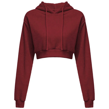 New Fashion Women Hoodie Sweatshirt Short Top Coat Sport Pullover Hooded Tops Female Autumn Winter Clothes Crop Top Hoodie