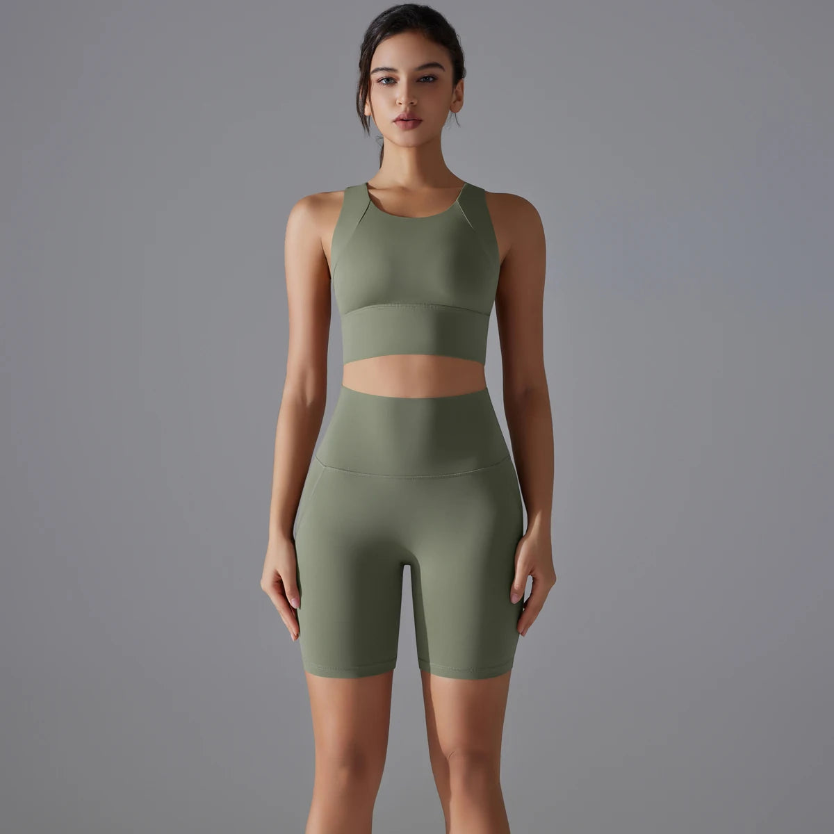 Yoga Sets Sports Bra Women Seamless Halter Neck Strap Bra Sexy Backless Yoga Tops Gym Running High Elastic Slim Yoga