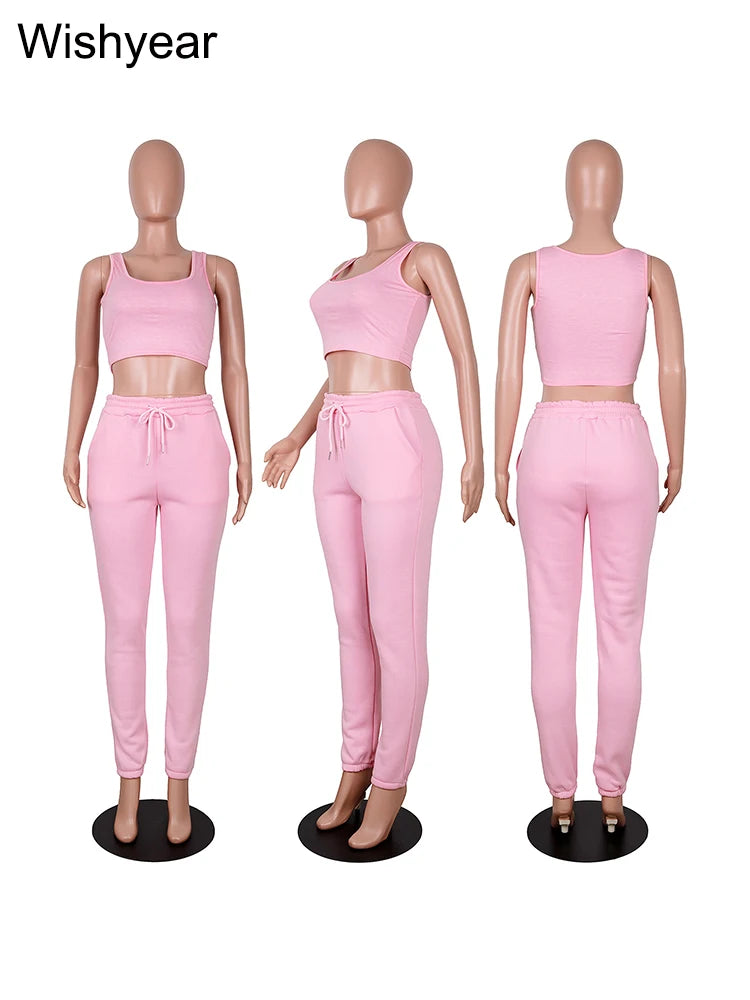 Tracksuit 3 Pieces Pants Sets for Women Velvet Hoodie Crop Tops+Vest+Sweatpants Matching Suit Sport Jogger Winter Fall Outfits