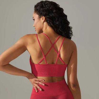 Women Sports Bra Sexy Yoga Bra Fitness Top for Gym Cross Straps Camisole Bra Seamless Workout Running Women Bra Yoga Clothing
