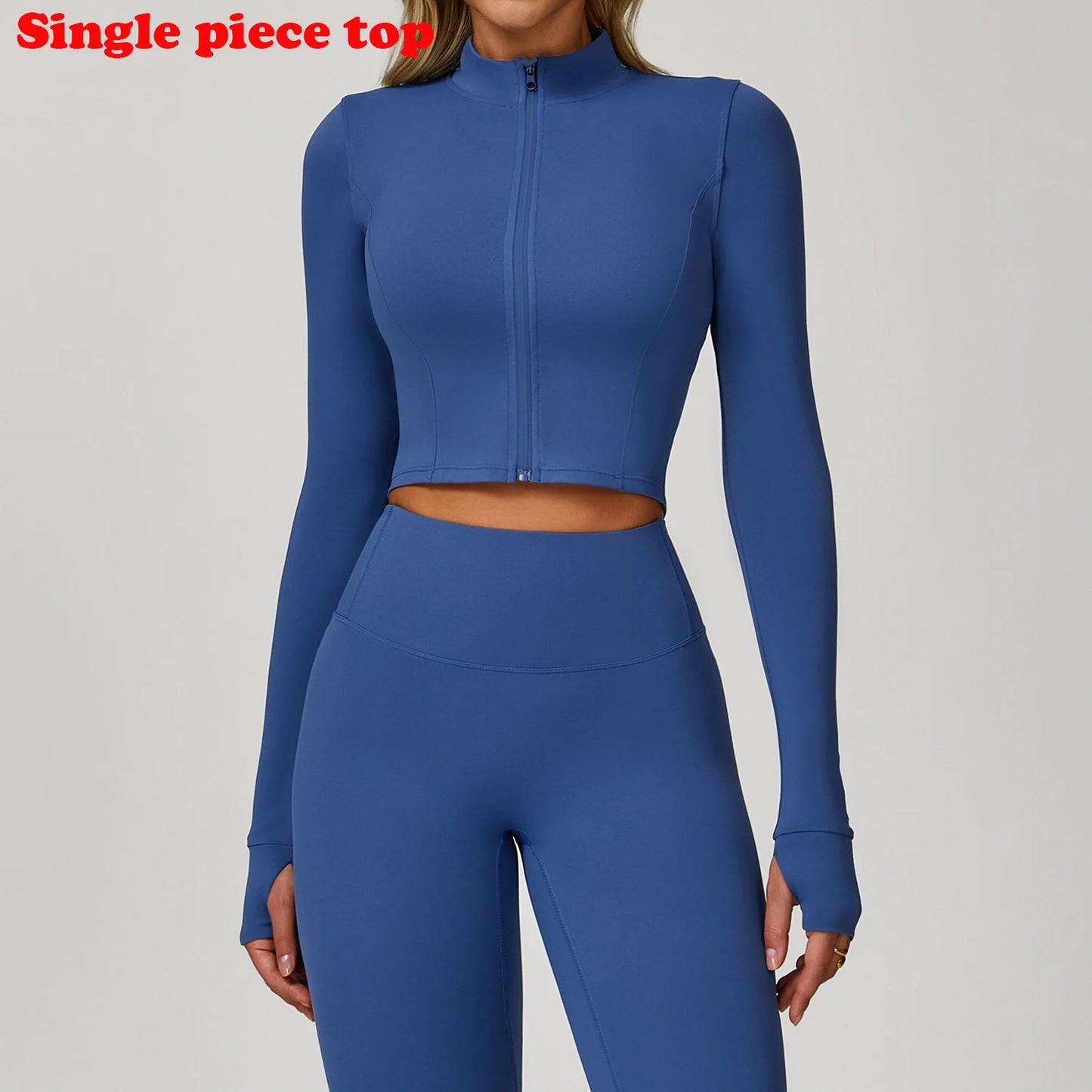 Sports Jacket Women's Zipper Long-Sleeved Stand-up Jacket Quick-Drying Training Yoga Clothes Summer Breathable Top Gym Fitness