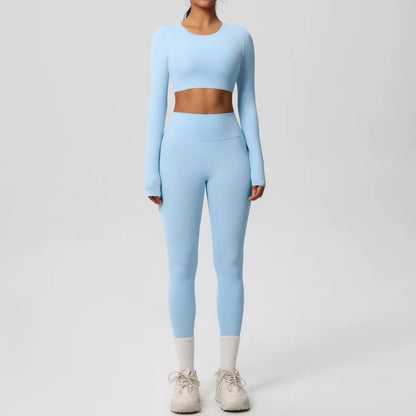Yoga Suit Women Leggings with Pocketed Quick-Drying Gym Set Women Tracksuit Running Workout Short Sleeves Sports Yoga Clothing