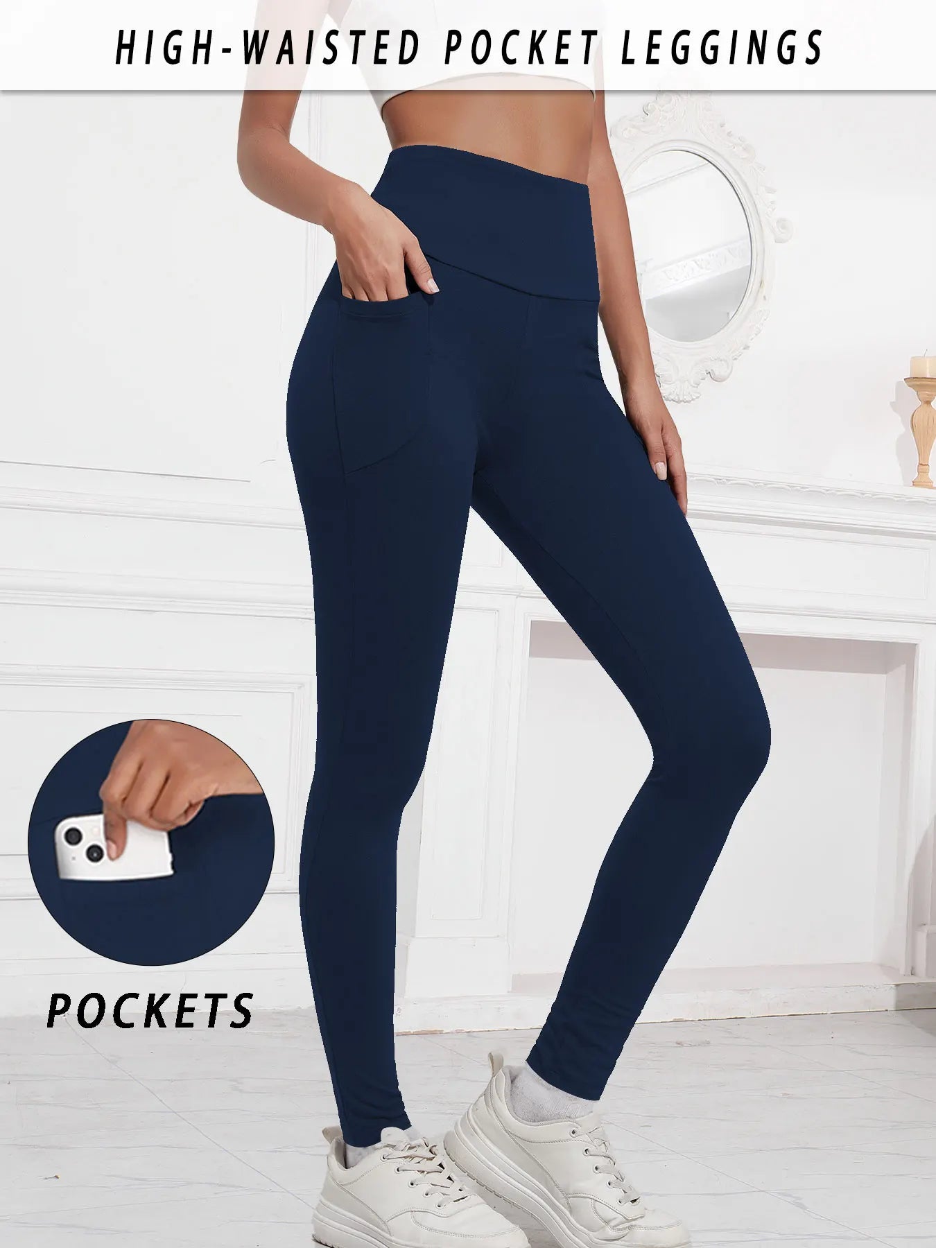 Super Soft Sports Leggings With Pockets For Women High Waisted Workout Yoga Running Push Up Gym Fitness Tight Pants Women's