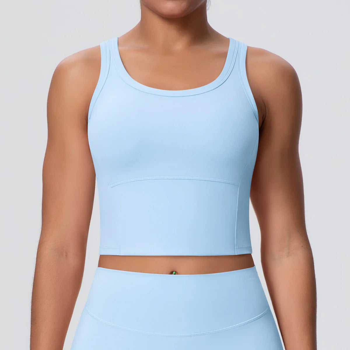 1 Piece Woman's Gather Naked Feel Workout Top Yoga Vest for Summer Gym Fitness Running Shockproof Yoga Underwear with Chest Pad