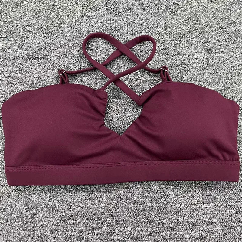 TRY TO BN Fitness Yoga Sports Bras Underwear Cross Beautiful Back Shockproof Vest Athletic Sportswear Tops Running Gym Women New