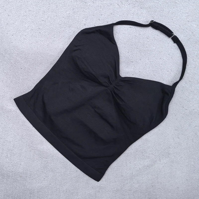 Adjustable Strappy Gym Top Backless Gym Clothes Women Scrunch Bra Removable Cups Yoga Tank Workout Outfits Tops Sports Vest 2025