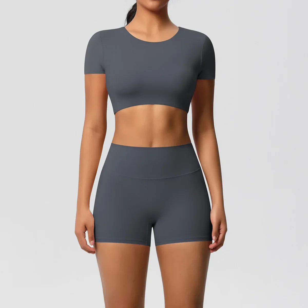 Yoga Suit Women Leggings with Pocketed Quick-Drying Gym Set Women Tracksuit Running Workout Short Sleeves Sports Yoga Clothing