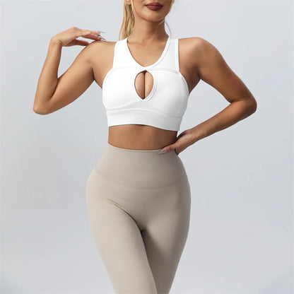 SVEIC Sexy Hollow Sports Bra Gym Woman Push Up High Impact Shockproof Underwear Fitness Crop Top Mujer Workout Women's Yoga Bras