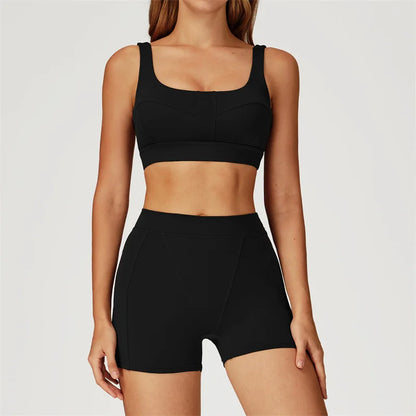 TRY TO BN Yoga Shorts Sets Women's Tracksuit Sports Bras Fitness Sportswear Workout Running Two Pieces Shorts Suits Gym Clothing