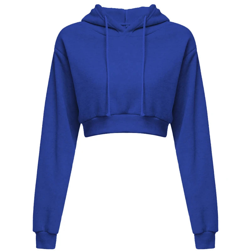 New Fashion Women Hoodie Sweatshirt Short Top Coat Sport Pullover Hooded Tops Female Autumn Winter Clothes Crop Top Hoodie