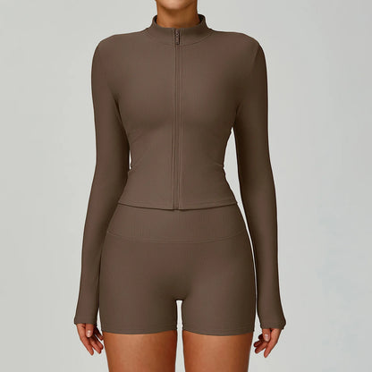 Ctenkevet Women Gym Zipper Long Sleeve Jacket Outdoors Workout Yoga Top Female Slim tight Clothes Women Quick-Dry Sportswear