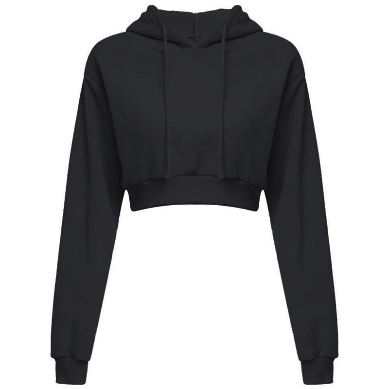 New Fashion Women Hoodie Sweatshirt Short Top Coat Sport Pullover Hooded Tops Female Autumn Winter Clothes Crop Top Hoodie