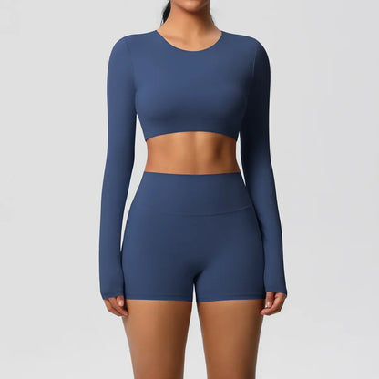 Yoga Suit Women Leggings with Pocketed Quick-Drying Gym Set Women Tracksuit Running Workout Short Sleeves Sports Yoga Clothing