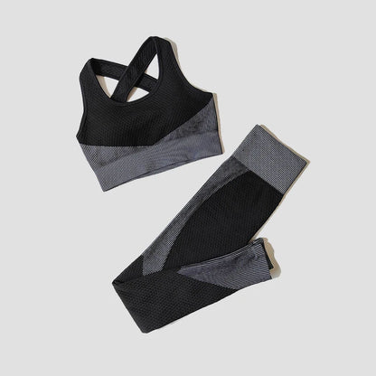2/3Pcs Women Yoga Suit Seamless Knitted Yoga Pants Leggings Clothing Zipper Long Sleeve Crop Top Fitness Wear Sportswear Gym Set