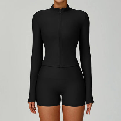 Ctenkevet Women Gym Zipper Long Sleeve Jacket Outdoors Workout Yoga Top Female Slim tight Clothes Women Quick-Dry Sportswear