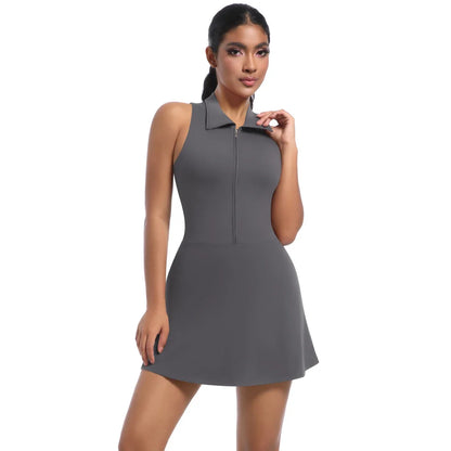 Zipper Yoga Bodysuit Women's Jumpsuits Yoga Skirt Yoga Set Gym Clothes Push-up Workout Dance Tennis Fitness Tracksuit