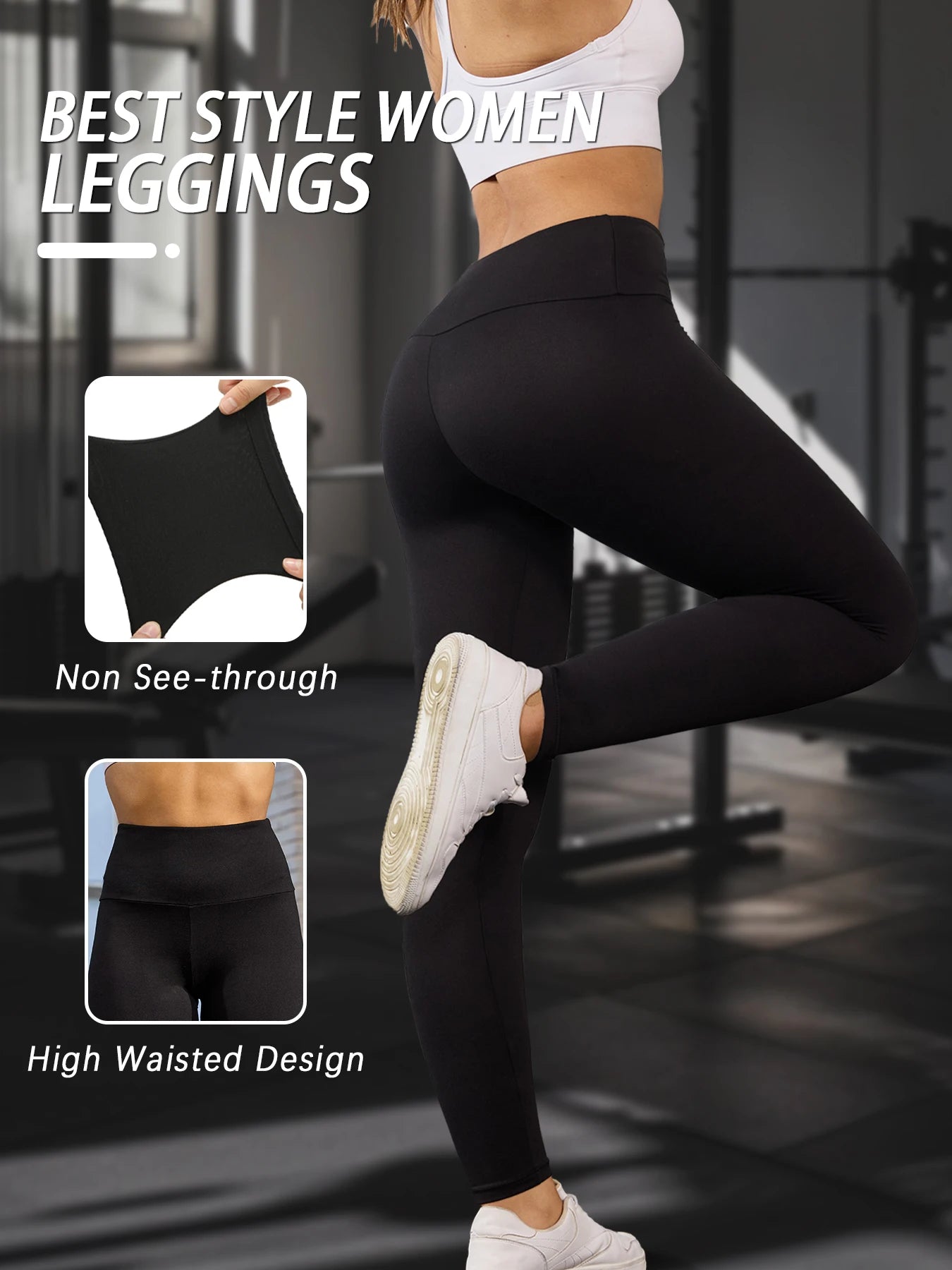 Women's Super Soft Leggings High Waisted Tummy Control No See Through Workout Yoga Running Athletic Push Up Gym Fitness Leggings