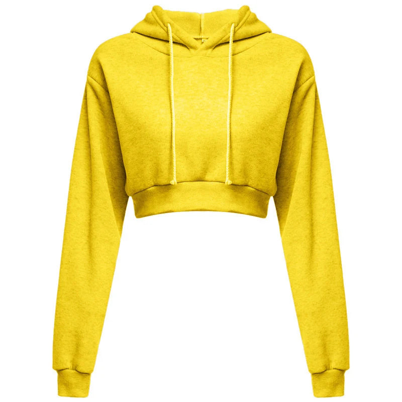 New Fashion Women Hoodie Sweatshirt Short Top Coat Sport Pullover Hooded Tops Female Autumn Winter Clothes Crop Top Hoodie