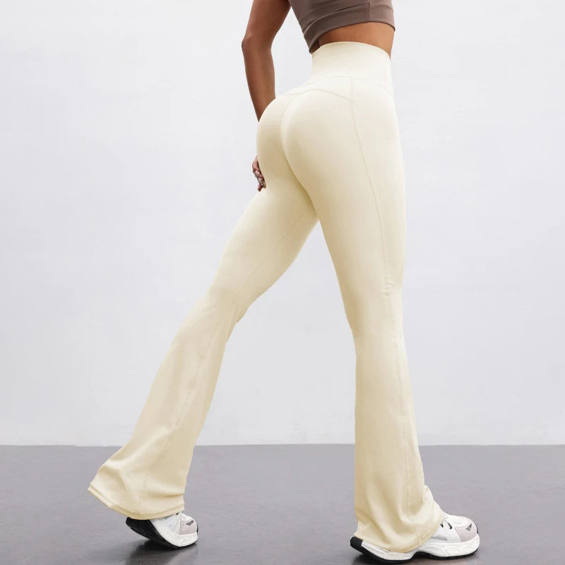 SVEIC Yoga Pants Flare Leggings Sports Fitness High Waisted Leggings Workout Tights Trousers Running Training Gym Woman Clothing