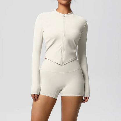 Yoga Sets Sports Fitness Hip-lifting Tight Zipper Jacket Yoga Suit Running Workout Gym Shorts Tracksuits for Women Sports Suits