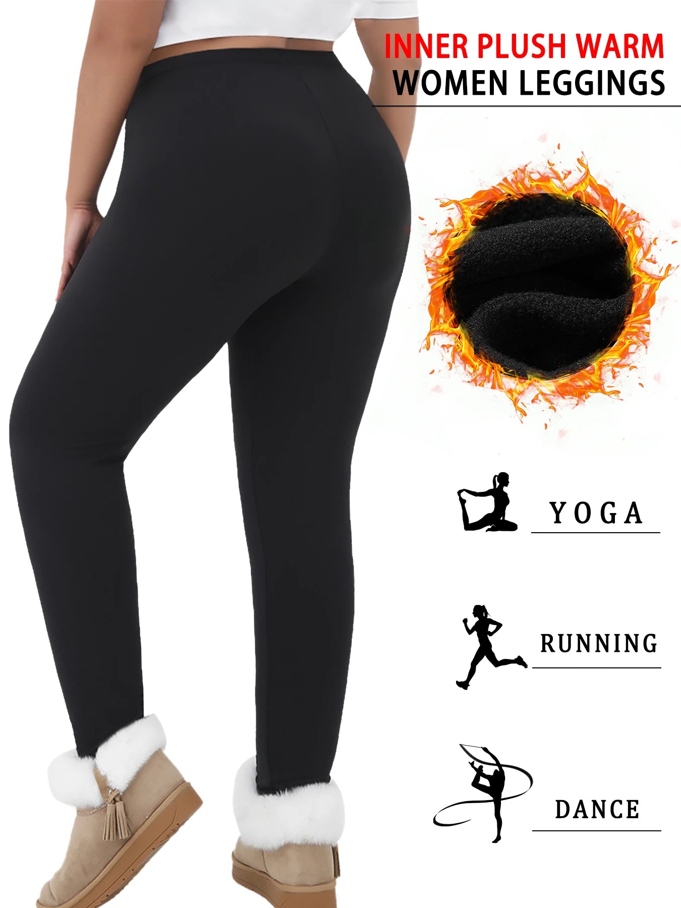 Plus Size Women's Low Rise leggings with thermal technology. Designed for winter running, yoga and keeping warm during workout