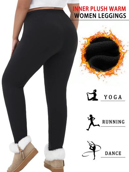 Plus Size Women's Low Rise leggings with thermal technology. Designed for winter running, yoga and keeping warm during workout