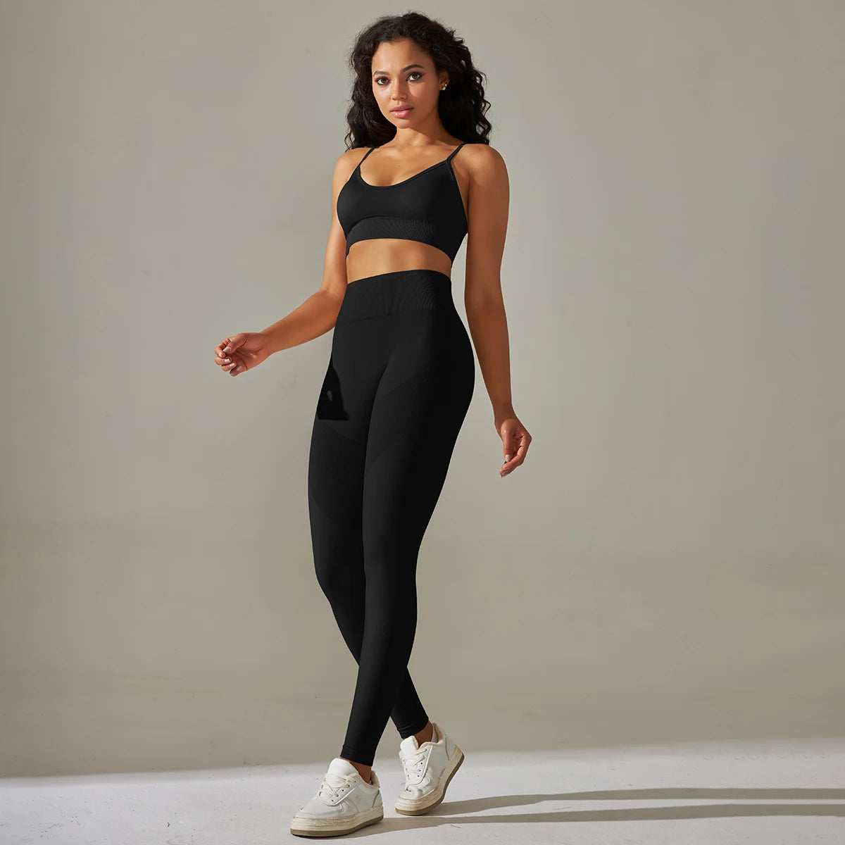 Seamless Yoga Set Camisole Bra Leggings Set Fitness Tracksuit Women Gym Sportswear High Waist Hip Lift Leggings Crop Top Suit