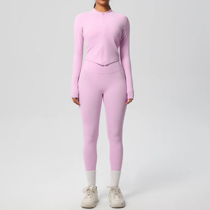 2PCS Yoga Suit Women Gym Set Sports Set Women Tracksuit Running Zipper Workout Sportswear Long Sleeve Sports Shirt Yoga Clothing