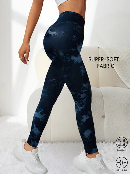 Women's Super Soft High Waisted Tie Dye Leggings, Fabric with Push Up Design for Yoga Running Gym Workout Fitness