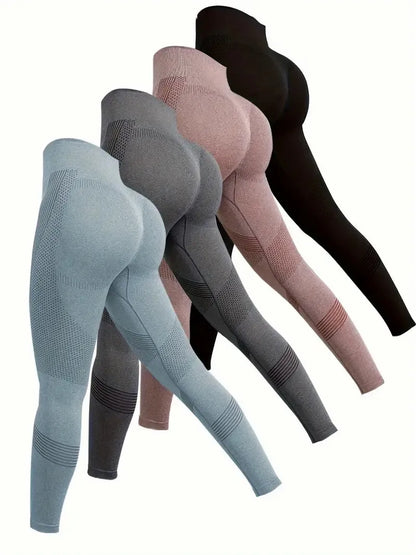 High Waisted Seamless Stretch Athletic Yoga Pants Leggings  Ultra Breathable Quick-Drying for Running Fitness Solid Colors