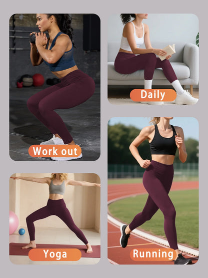 Plus size Women's Super Soft Leggings High Waisted Tummy Control  Workout Yoga Running Athletic Push Up Gym Fitness Leggings
