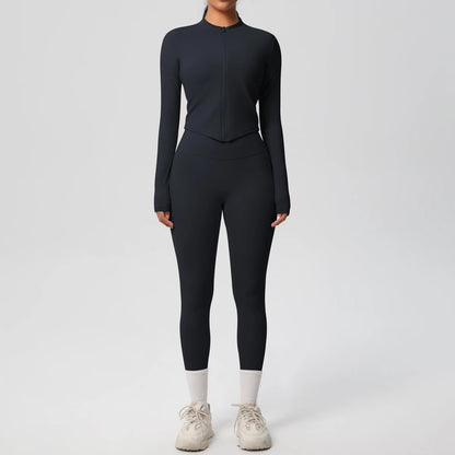 2PCS Yoga Suit Women Gym Set Sports Set Women Tracksuit Running Zipper Workout Sportswear Long Sleeve Sports Shirt Yoga Clothing
