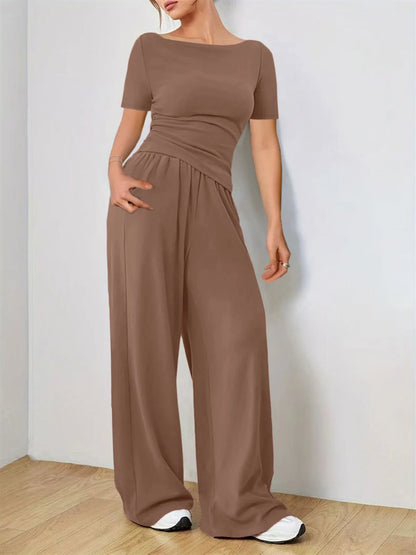 Women's Clothes Sales Yoga Sport Set Women's Two-Piece Wide-Leg Pants Set Soft And Tracksuit Suit Fashionable Irregularitie Suit