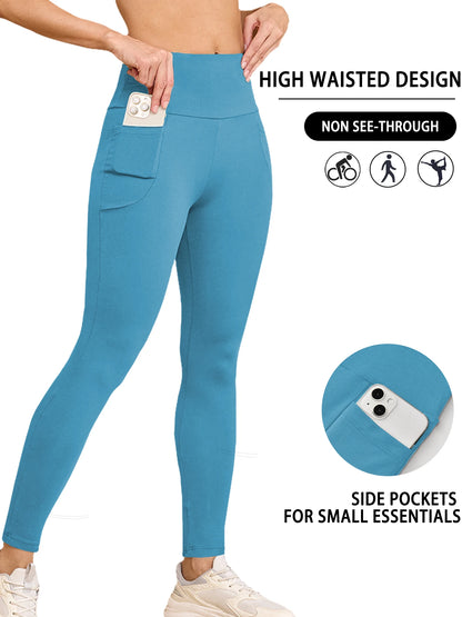 Super Soft Sports Leggings With Pockets For Women High Waisted Workout Yoga Running Push Up Gym Fitness Tight Pants Women's
