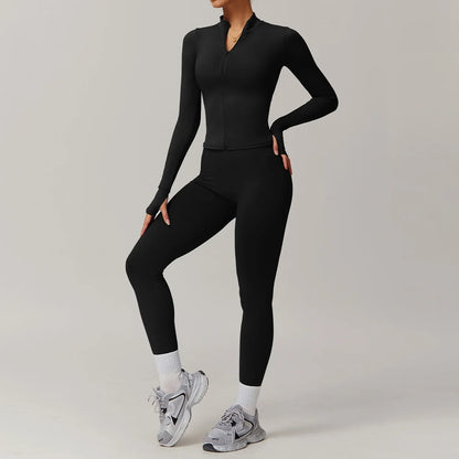 Yoga Set Gym Set Workout Clothes Matching Sets for Women Active Wear Fitness Jackets Outfits Tracksuit Seamless Leggings Shorts